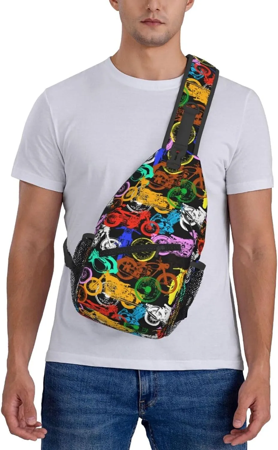 Old Motorcycle Impressive Chest Sling Bag Crossbody Shoulder Backpack Bag Gym Cycling Travel Hiking Daypack Cross Bag