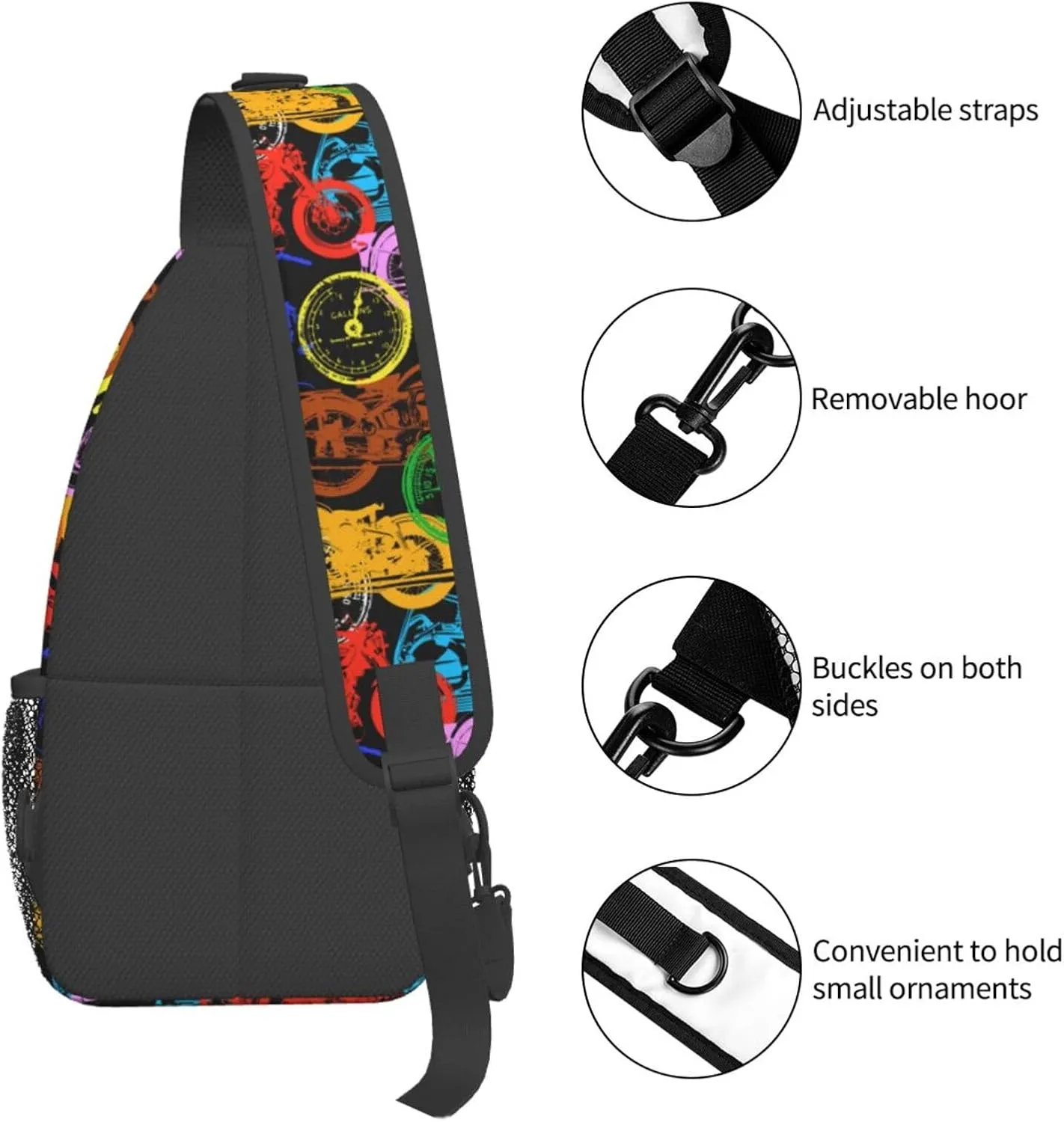 Old Motorcycle Impressive Chest Sling Bag Crossbody Shoulder Backpack Bag Gym Cycling Travel Hiking Daypack Cross Bag