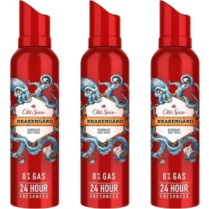 Old Spice Krakengard Deodorant Body Spray, 24-Hour Long-Lasting Freshness, Gas-Free Body Mist Antiperspirant Spray, 4.73 Ounces (Pack of 3)