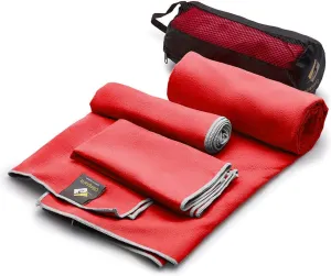 OlimpiaFit Quick Dry Towel - 3 Size Pack of Lightweight Microfiber Travel Towels w/Bag - Fast Drying Towel Set for Camping, Beach, Gym, Backpacking, Sports, Yoga & Swim Use
