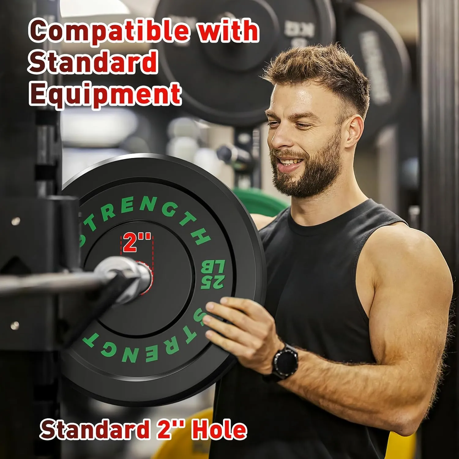 Olympic Rubber Bumper Weight Set - 2 Inch Barbell Plates for Home Gym Strength Training