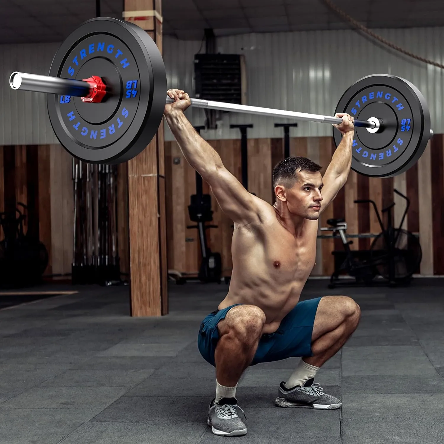Olympic Rubber Bumper Weight Set - 2 Inch Barbell Plates for Home Gym Strength Training