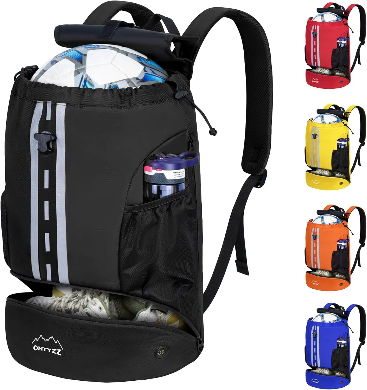 ONTYZZ Sports Backpack with Drawstring Closure Basketball Backpack with Shoe Compartment Swim Beach Bag