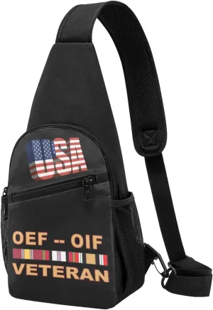 Operations Enduring Freedom (OEF) and Iraqi Freedom (OIF) Veteran，Fashion One-Shoulder Bag，Anti-Theft Crossbody Shoulder Chest Bag