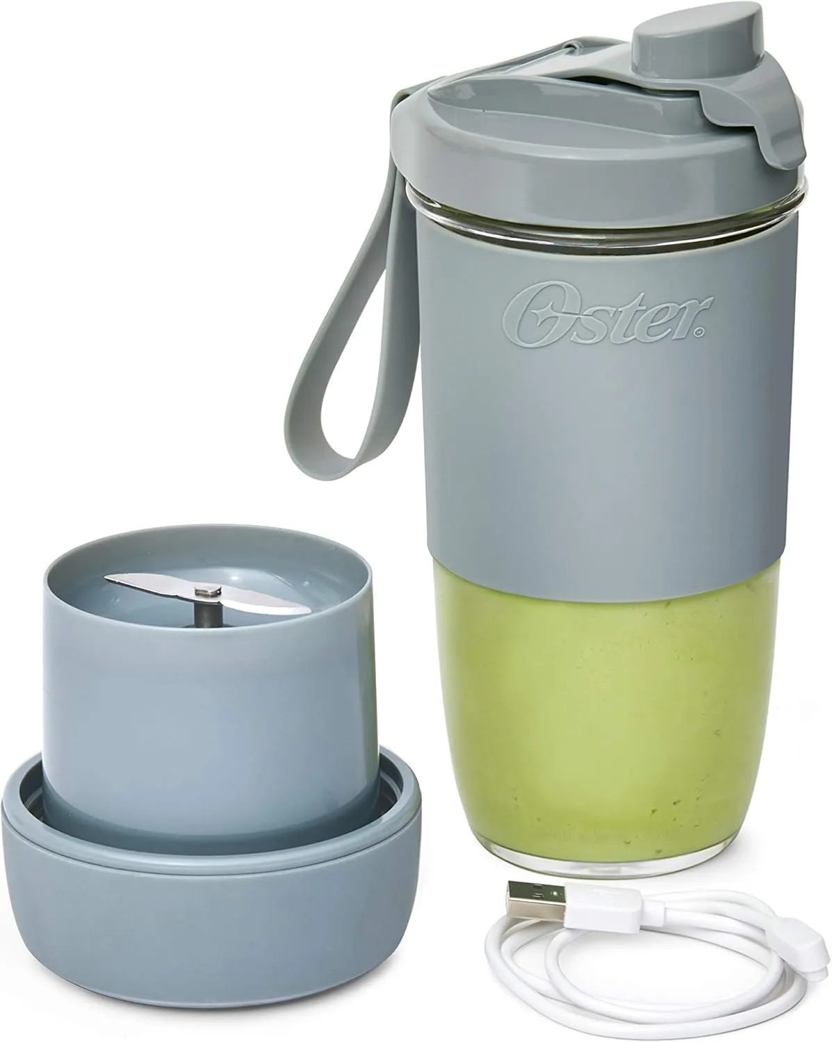 Oster Blend Active Portable Blender with Drinking Lid, USB Chargeable Personal Blender, Gray