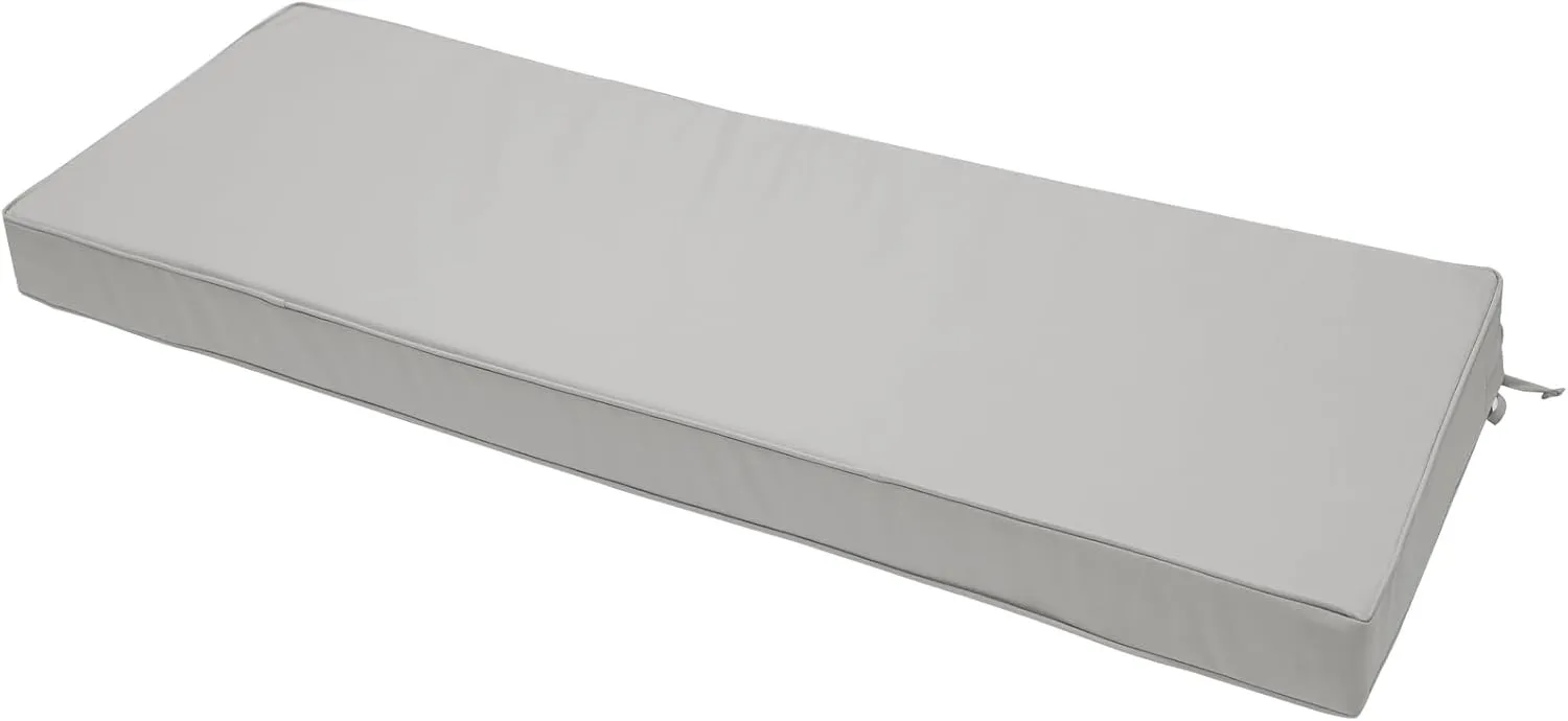 Outdoor Bench Cushion 54 x 18 x 3 Inch, Waterproof Patio Furniture Cushions with Ties, Non-Slip Rectangle Bench Seat Cushion Foam Pad for Garden Sofa Settee Couch Swing, Light Gray
