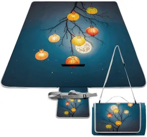 Outdoor Picnic Blankets Waterproof Quick Drying Extra Large Beach Blanket Lanterns Hanging from Trees Picnic Mat for Park Beach Campin