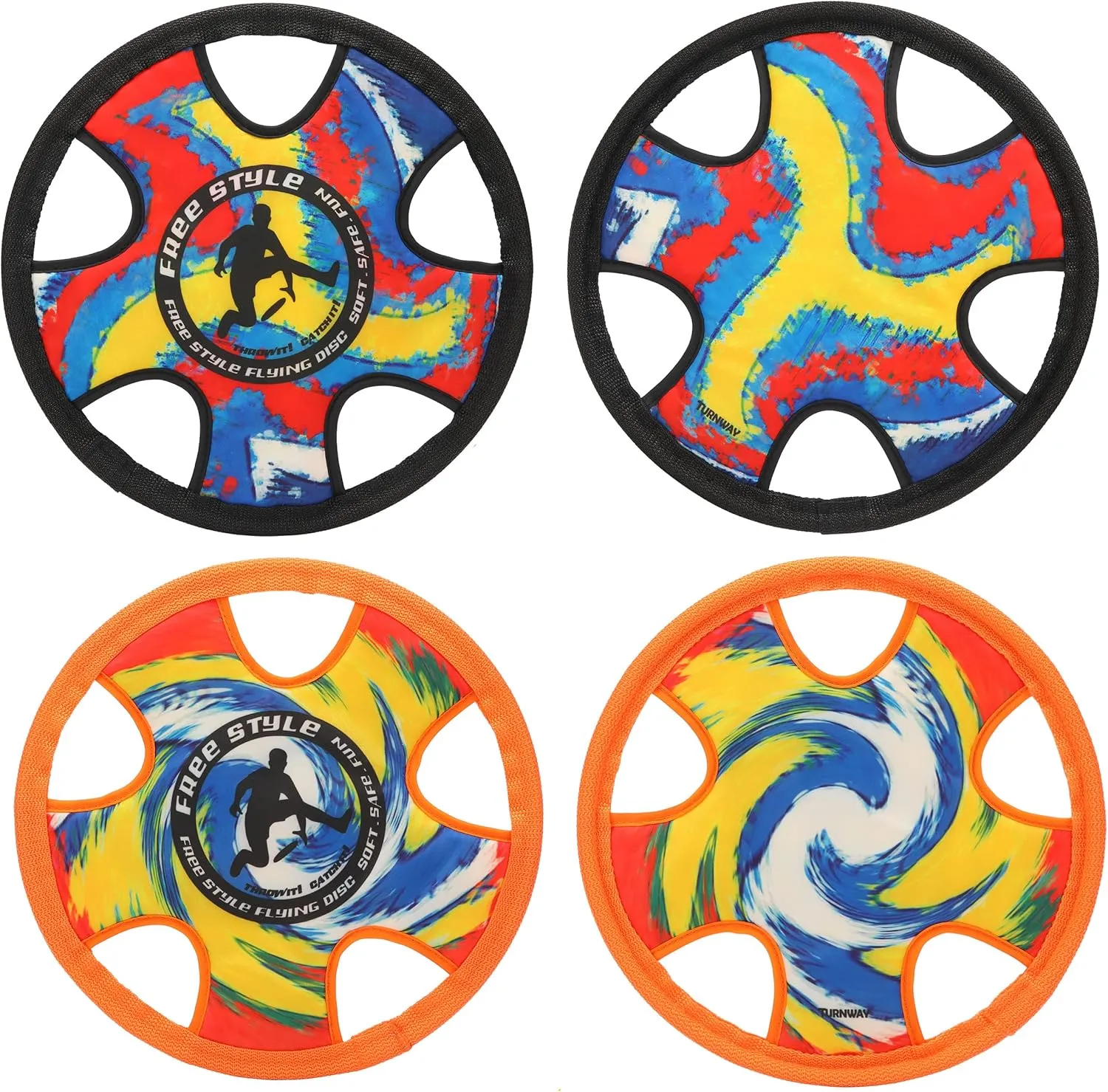 Outdoor Two Soft Frisbee Throwing Disc, Flying Disc, Flying Saucer for Man and Woman in Yard, Beach, Lawn, Camping, Pool (Hurricane  Inkjet)