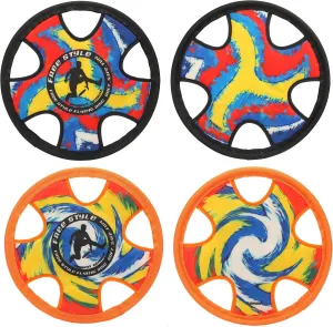 Outdoor Two Soft Frisbee Throwing Disc, Flying Disc, Flying Saucer for Man and Woman in Yard, Beach, Lawn, Camping, Pool (Hurricane  Inkjet)