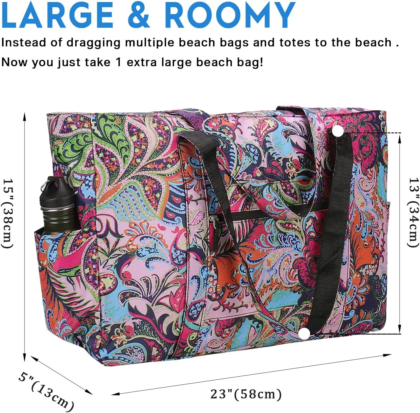 Outrip Extra Large Beach Tote Bags for Family Waterproof Pool Bag for Women with Zipper