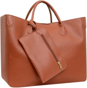 Oversize Vegan Leather Tote Bags for Women Soft Purse Weekender Bag Shopper Handbag Travel Working Satchels 2pcs