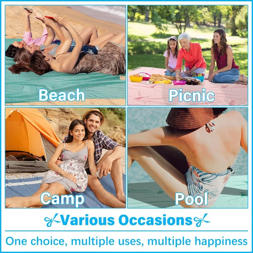 Oversized Turkish Beach Towel Blanket XXL Cotton Sandproof Towels Boho Woven Extra Large Big Sand Free Giant Throw Thick Blankets Huge Quilt XL Picnic Camping Necessities Cloud For Adult Gifts Teal