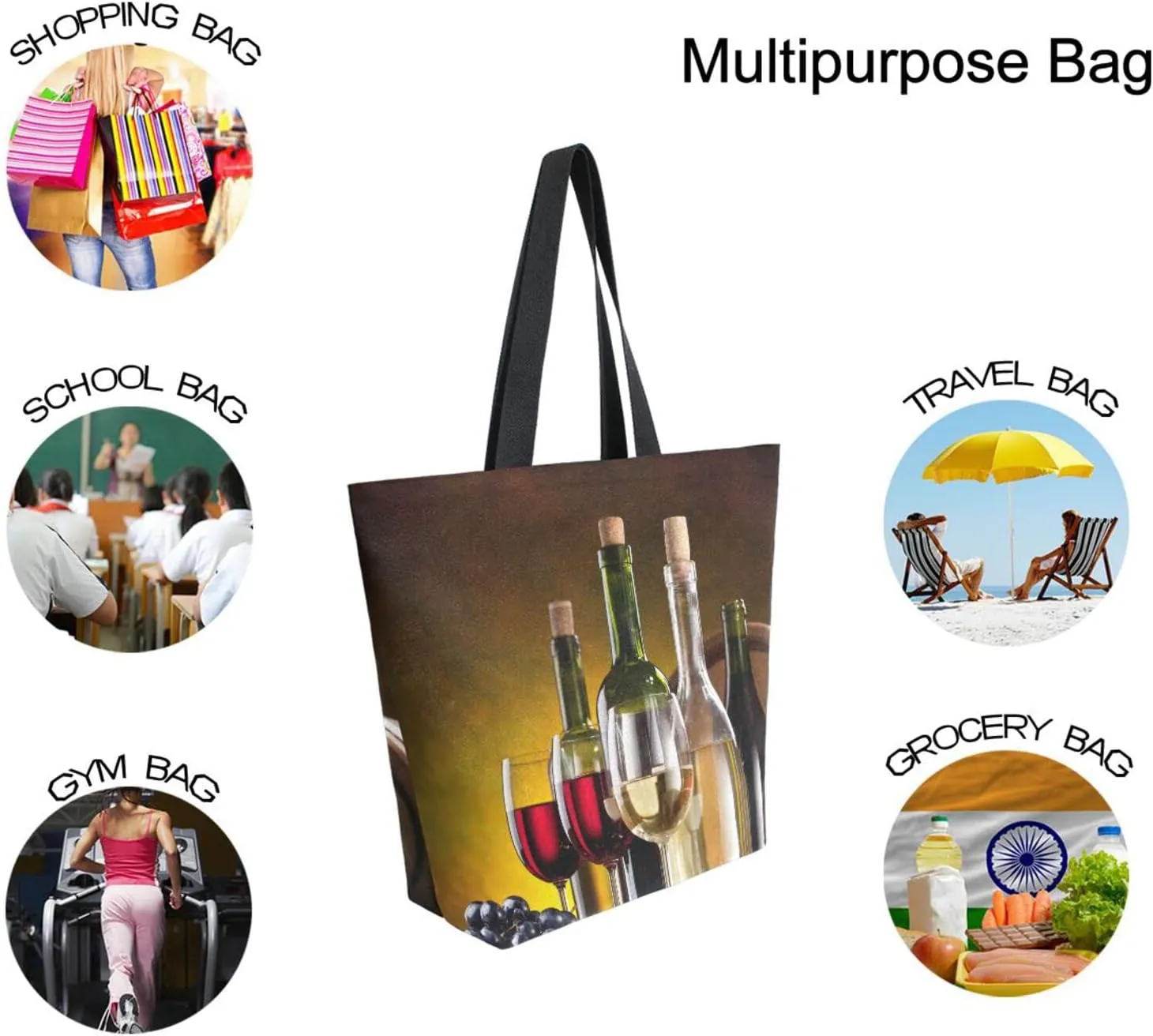 Oyihfvs Canvas Tote Grocery Bag, Women Large Shoulder Bag, Reusable Grocery Handbag