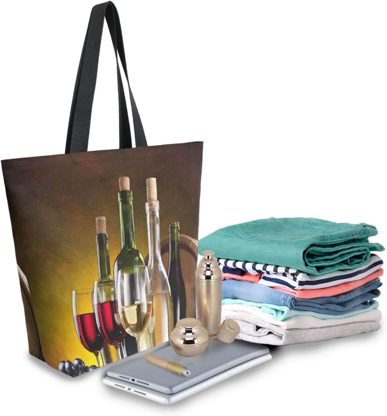 Oyihfvs Canvas Tote Grocery Bag, Women Large Shoulder Bag, Reusable Grocery Handbag
