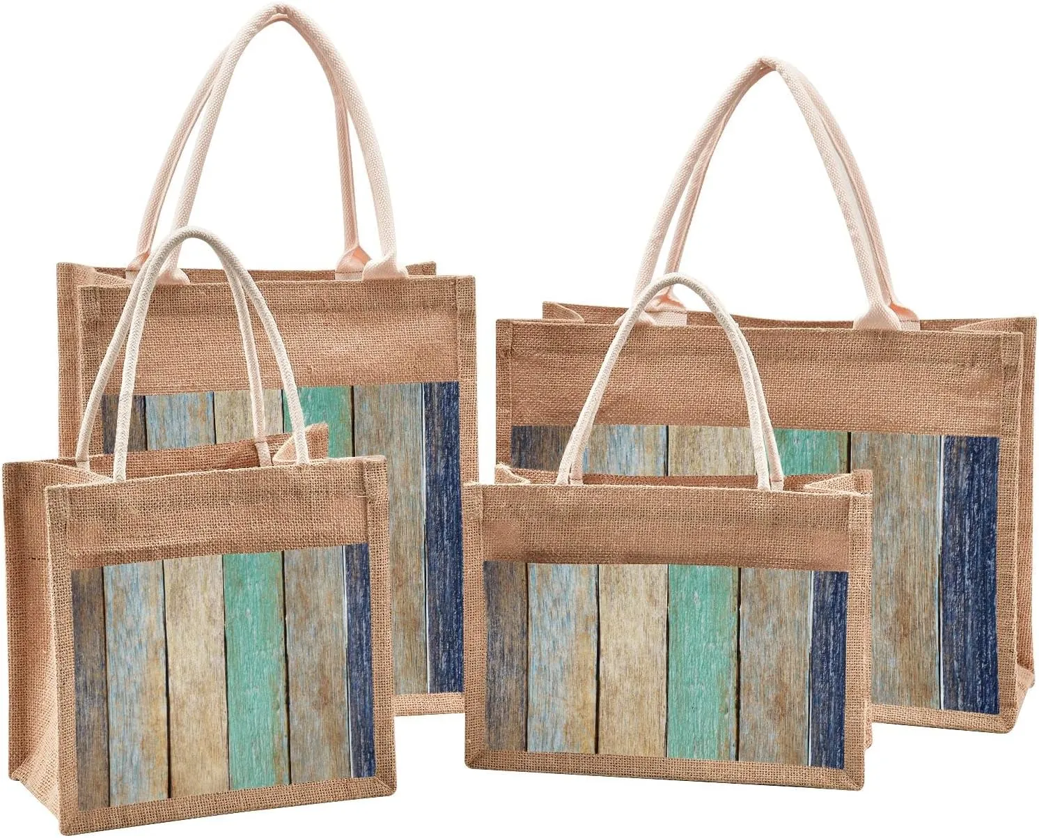 Oyihfvs Durable Burlap Bag with Handles, Zipper Jute Tote Reusable Bag Waterproof Lining for Shopping Work Travel beach