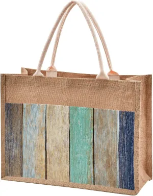 Oyihfvs Durable Burlap Bag with Handles, Zipper Jute Tote Reusable Bag Waterproof Lining for Shopping Work Travel beach