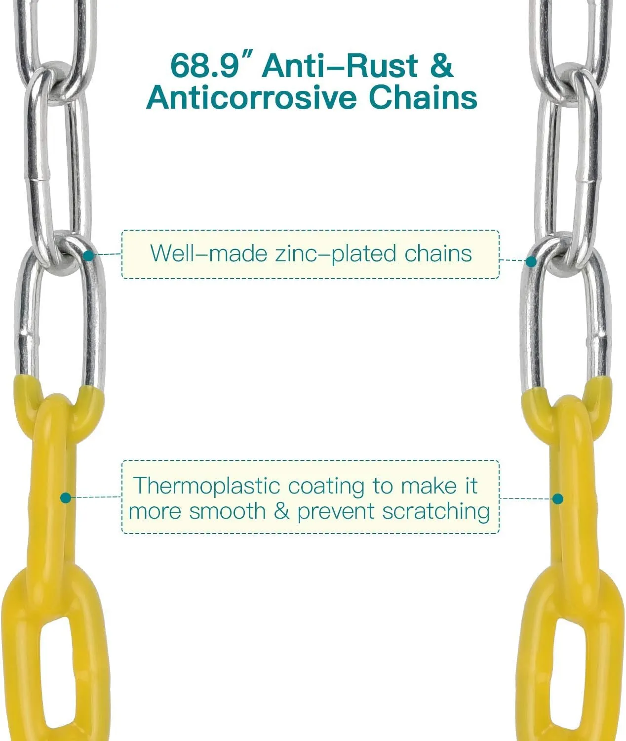 PACEARTH Swing Seat with Heavy Duty 68.9 inch Anti-Rust Plastic Coated Chains, 23.6 inch Tree Hanging Straps and Locking Buckles-Outdoor Playground Tree Swing Set Accessories Replacement (Blue)