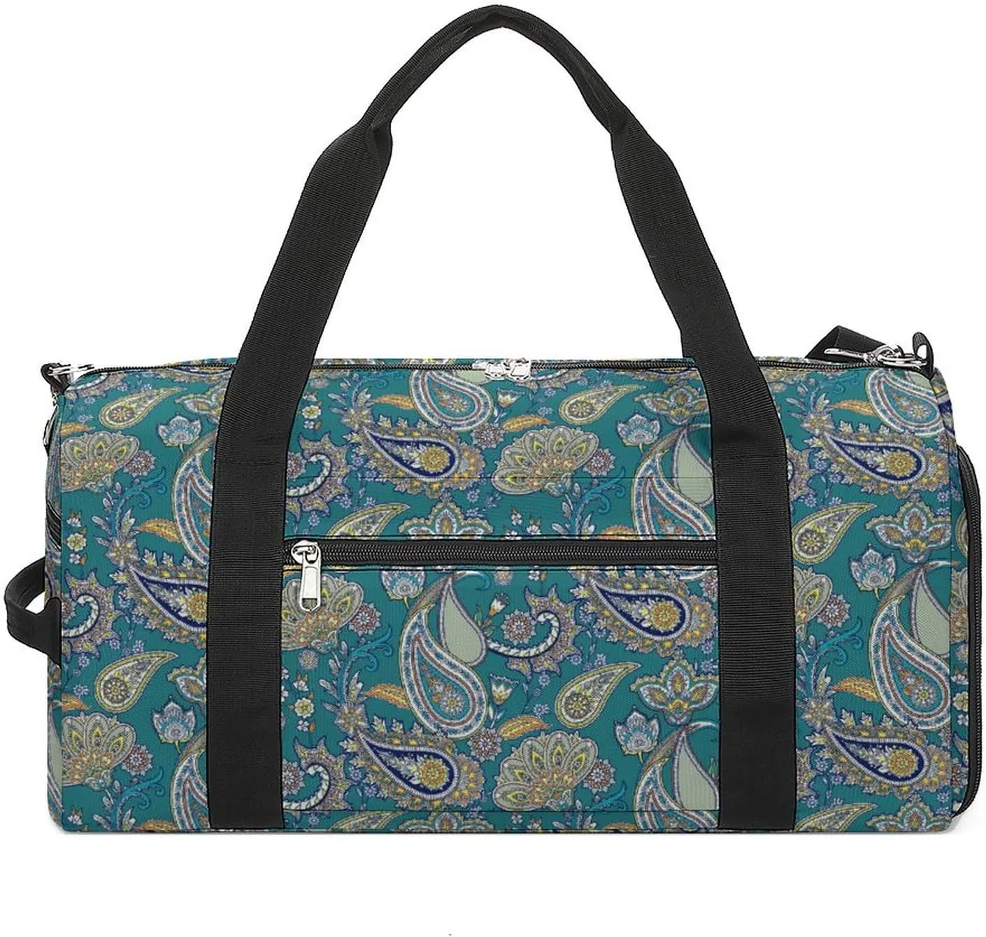Paisleys-indian-style Sports Tote Gym Bag for Women Men, Overnight Bag with Shoe Compartment Water Resistant