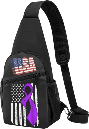 Pancreatic Cancer Awareness Flag，Fashion One-Shoulder Bag，Anti-Theft Crossbody Shoulder Chest Bag
