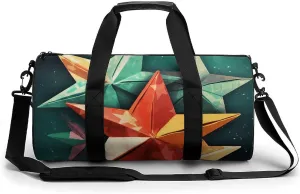 Paper Cut Stars Sport Gym Duffle Travel Bag for Women Men Overnight Weekender Bag with Shoe Compartment,Wet Pocket, 17.7in/9in/9in, style