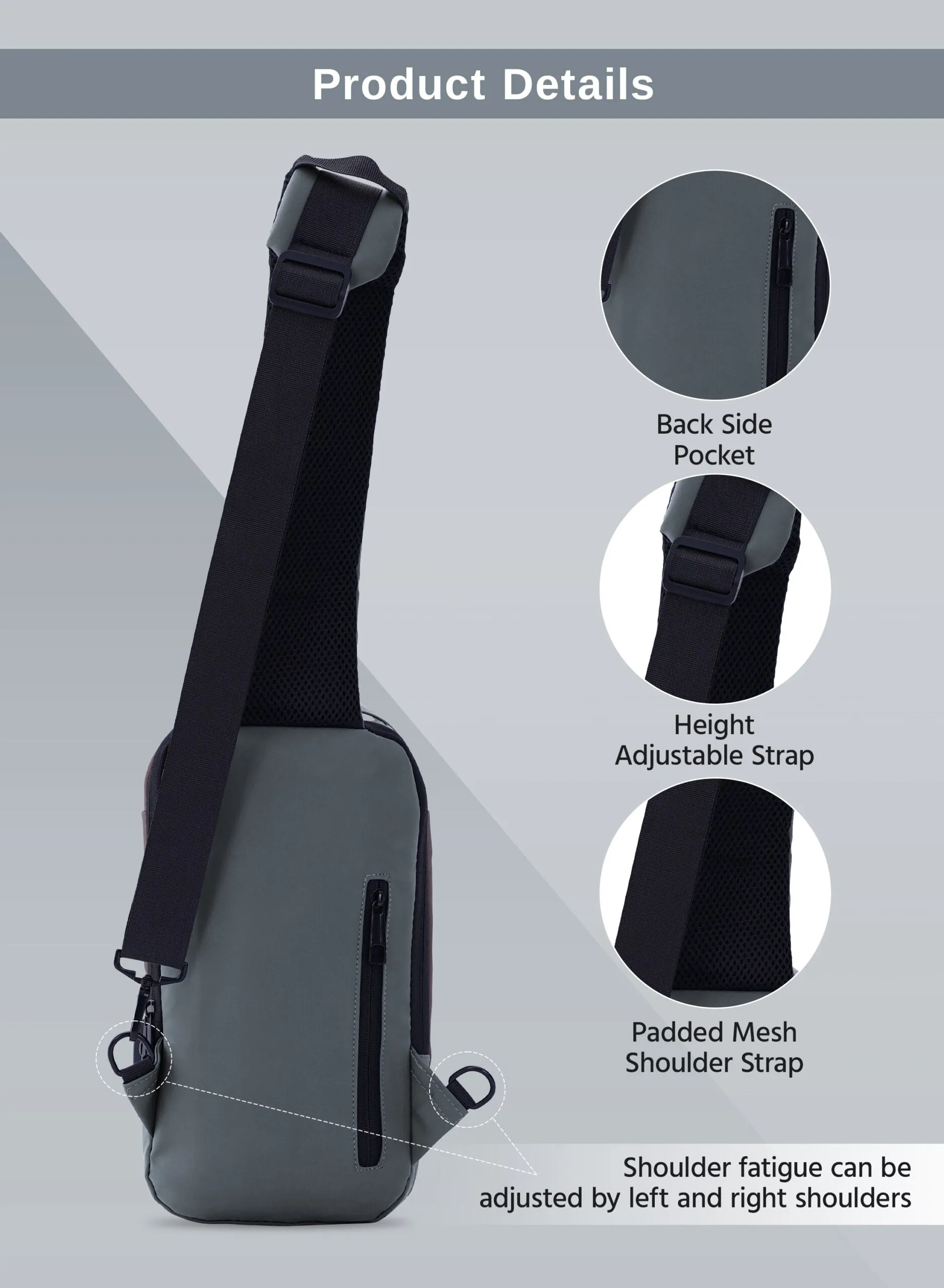 Parajohn Anti theft Crossbody Sling bag,Shoulder Backpack,Lightweight Chest Daypack with USB Charging Port