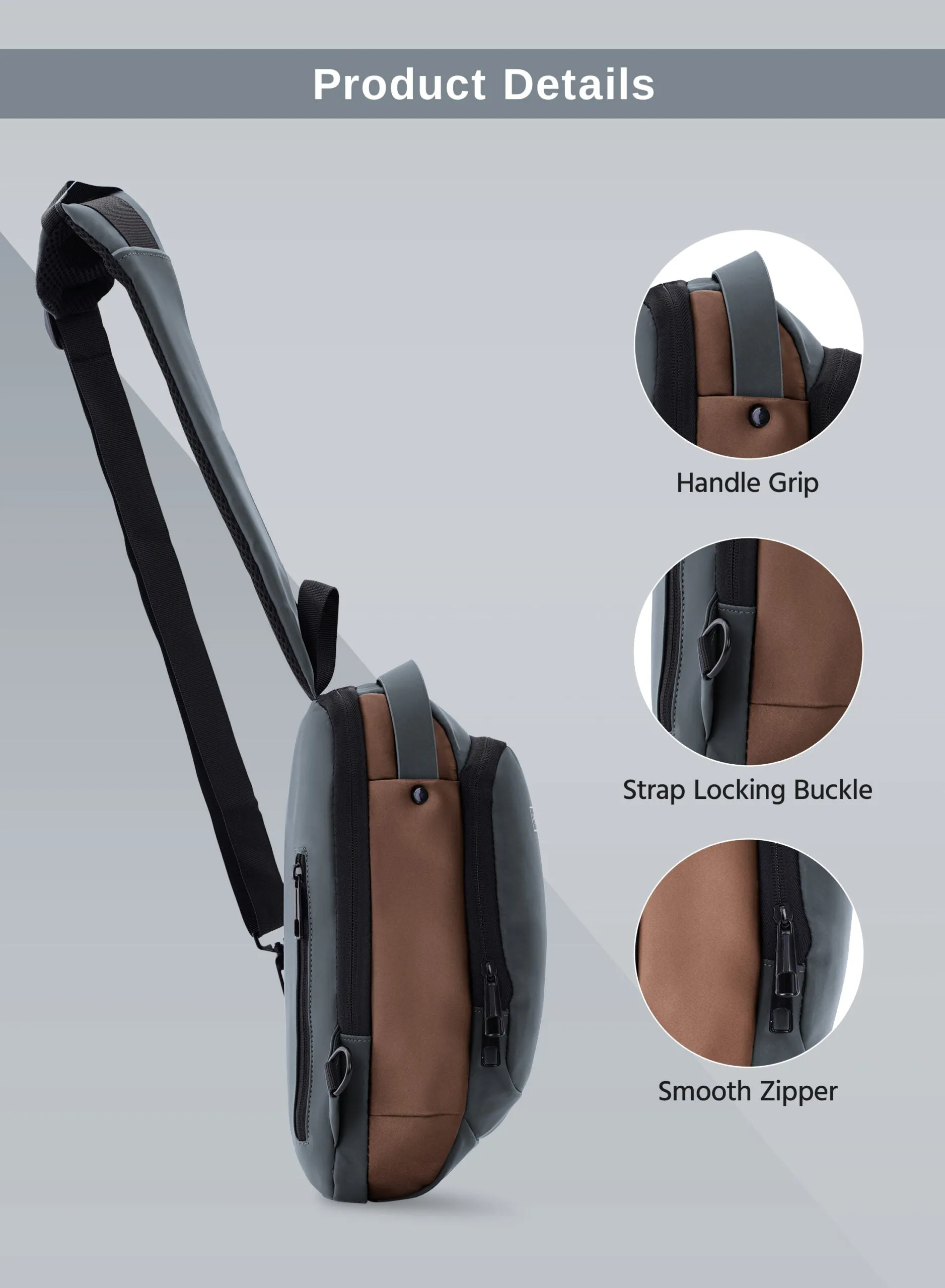 Parajohn Anti theft Crossbody Sling bag,Shoulder Backpack,Lightweight Chest Daypack with USB Charging Port