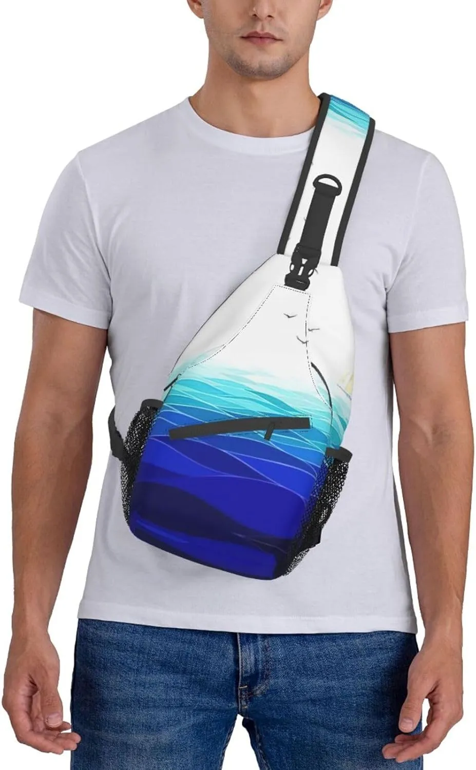 Parrots On Branches Print Crossbody Sling Backpack Sling Bag Travel Hiking Chest Bag Daypack