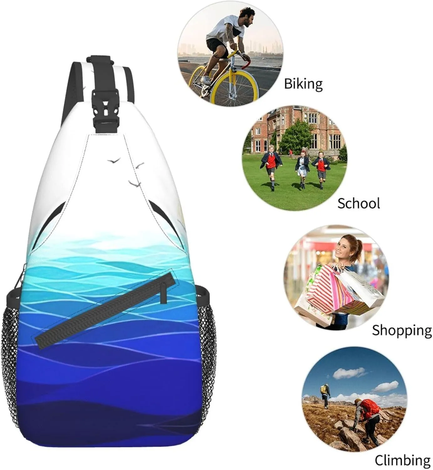 Parrots On Branches Print Crossbody Sling Backpack Sling Bag Travel Hiking Chest Bag Daypack