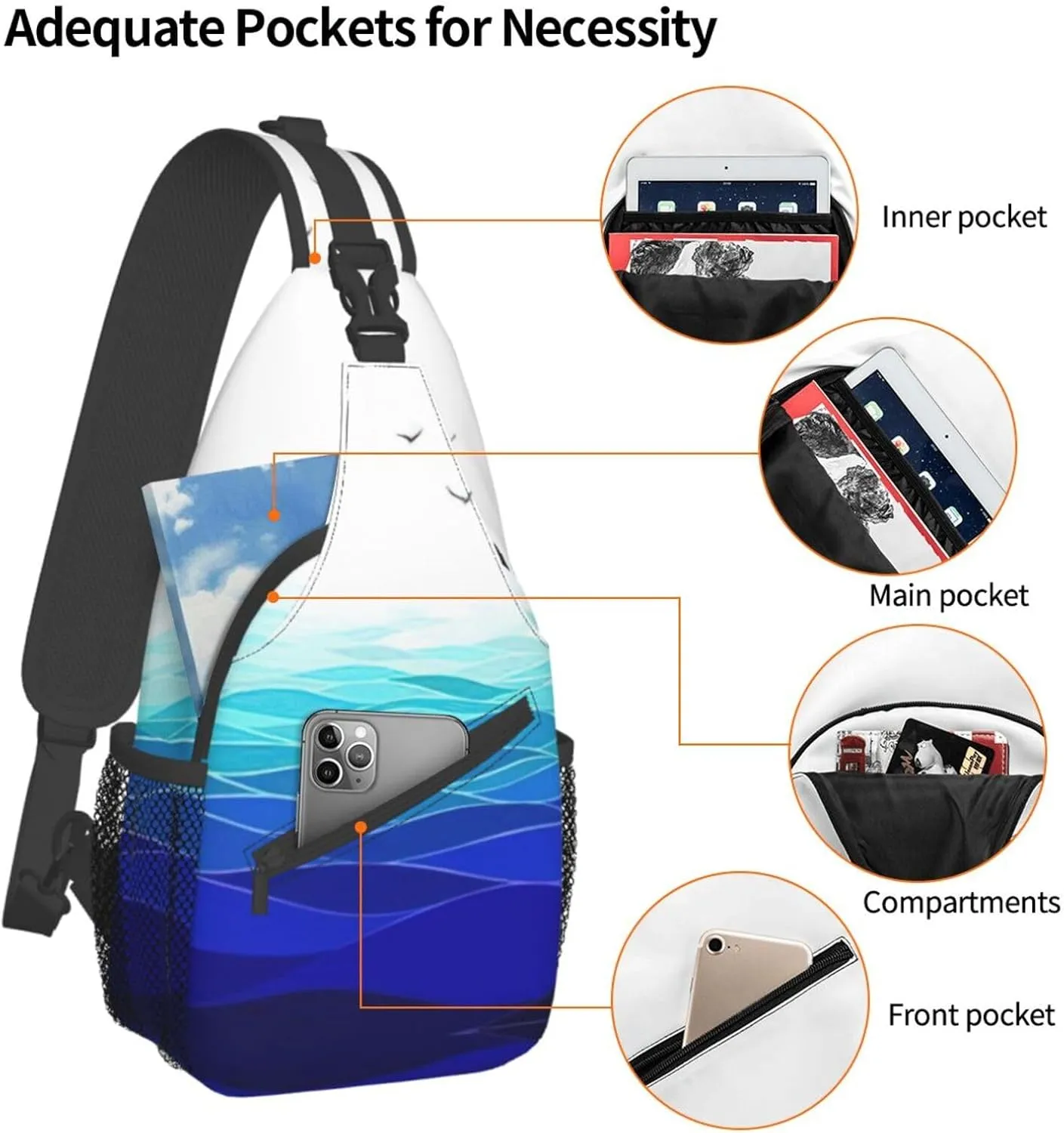 Parrots On Branches Print Crossbody Sling Backpack Sling Bag Travel Hiking Chest Bag Daypack