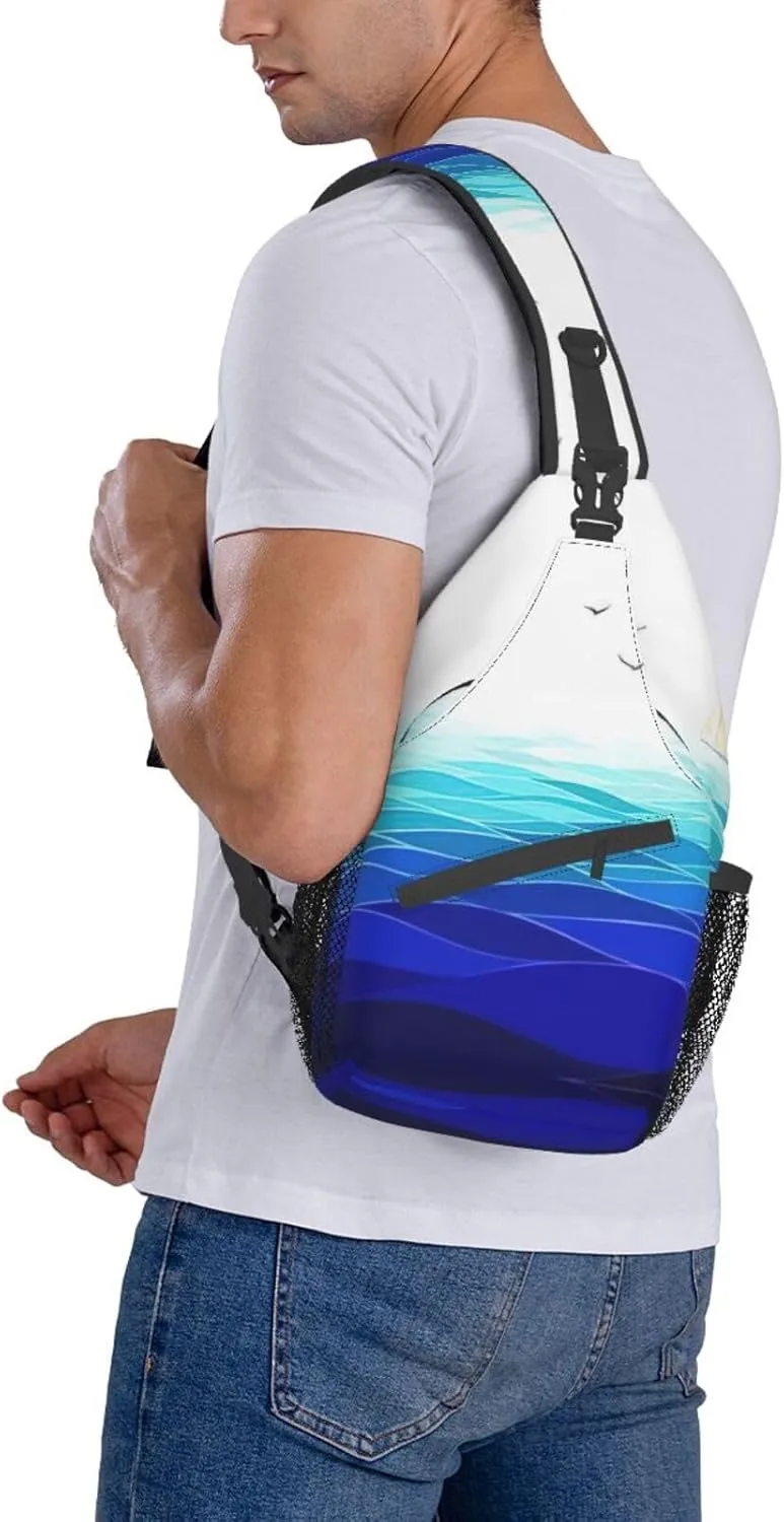 Parrots On Branches Print Crossbody Sling Backpack Sling Bag Travel Hiking Chest Bag Daypack