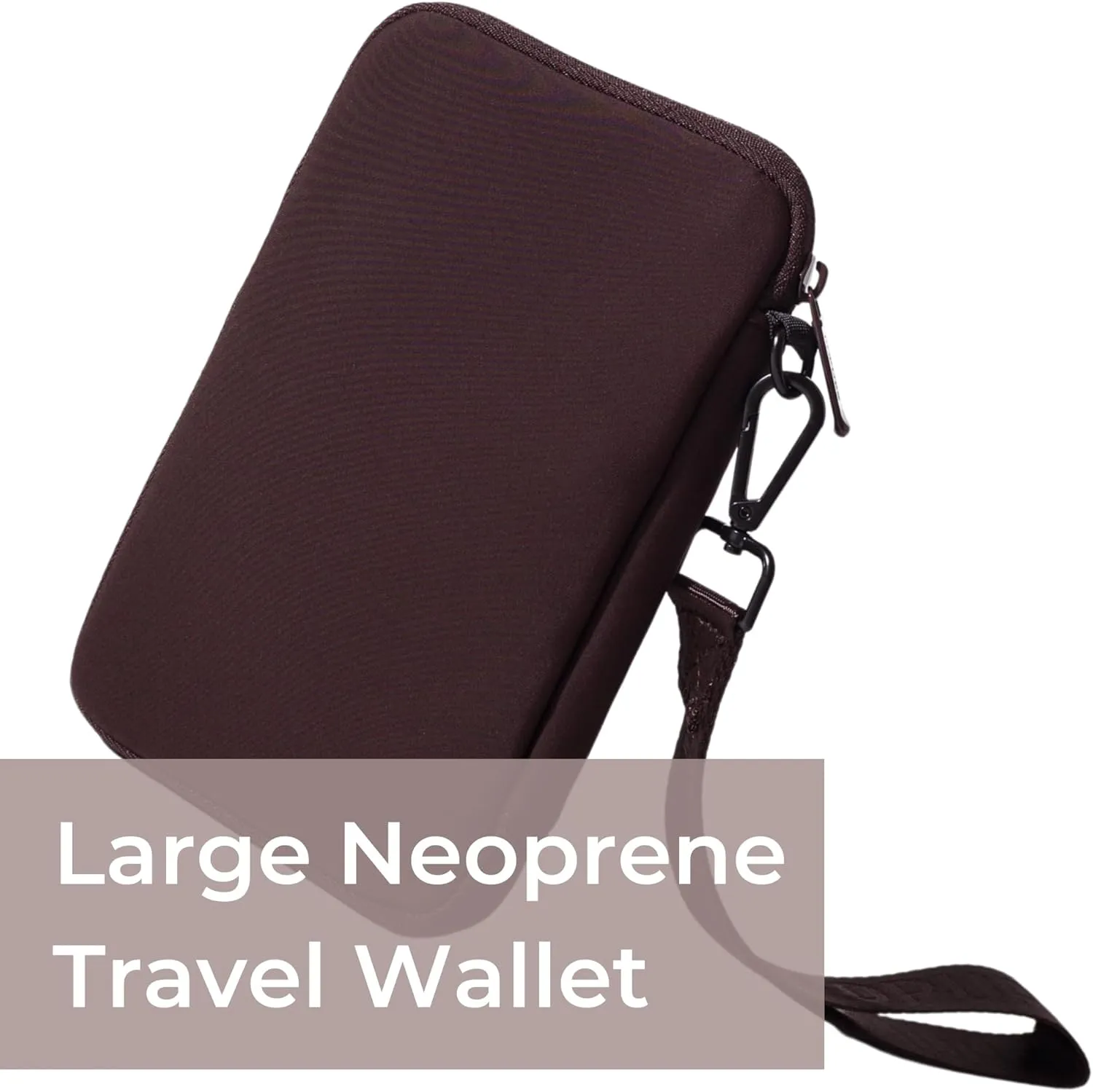 Passport Travel Wallet for Women - Large Multiple Document Organizer and Holder with Wristlet - Espresso