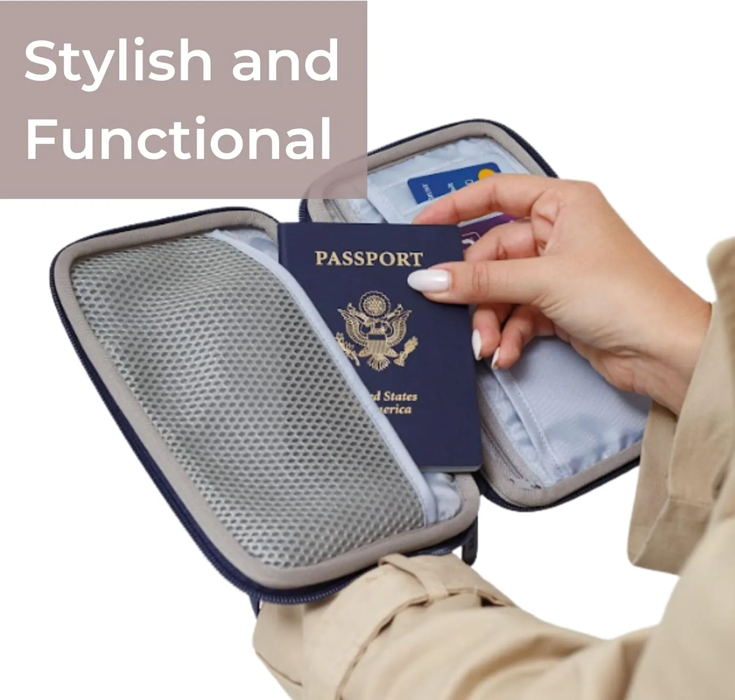 Passport Travel Wallet for Women - Large Multiple Document Organizer and Holder with Wristlet - Espresso