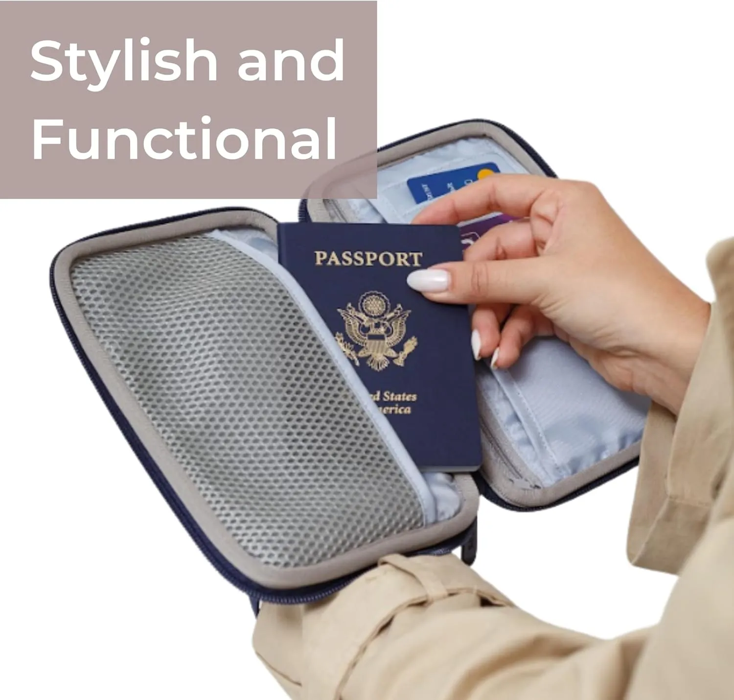 Passport Travel Wallet for Women - Large Multiple Document Organizer and Holder with Wristlet - Palm Black