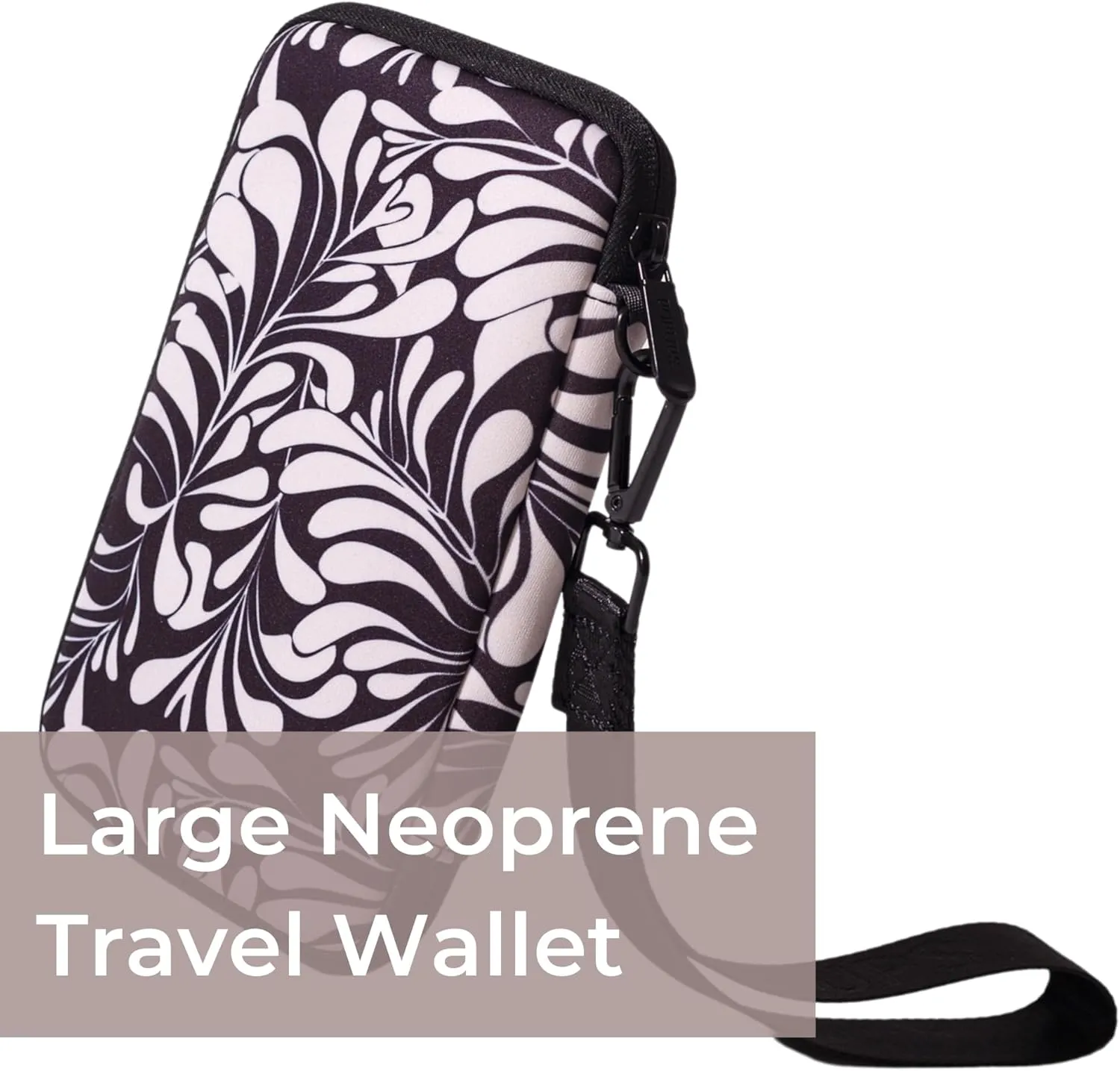 Passport Travel Wallet for Women - Large Multiple Document Organizer and Holder with Wristlet - Palm Black