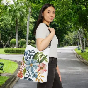 Pastel Flowers Aop Tote Bag with Adjustable Straps
