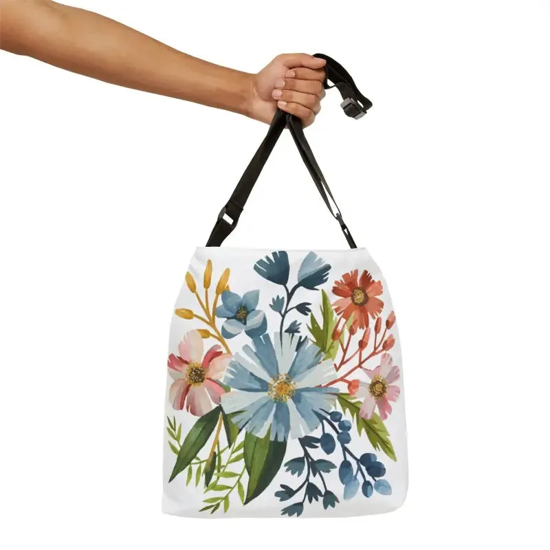 Pastel Flowers Aop Tote Bag with Adjustable Straps