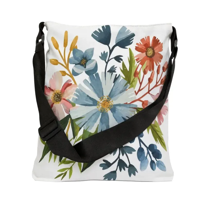 Pastel Flowers Aop Tote Bag with Adjustable Straps