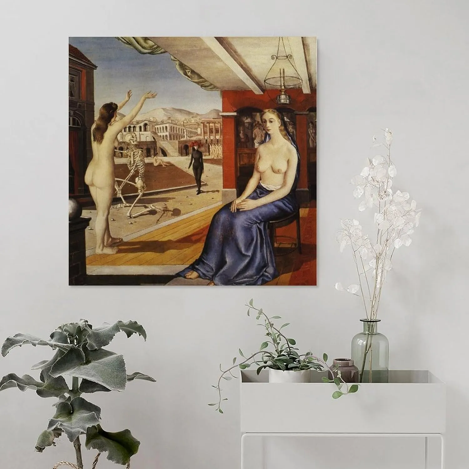 Paul Delvaux Posters Print Call Room Aesthetic Poster Print Art Wall Painting Canvas Posters Gifts Modern Bedroom Decor 16x16inch(40x40cm)