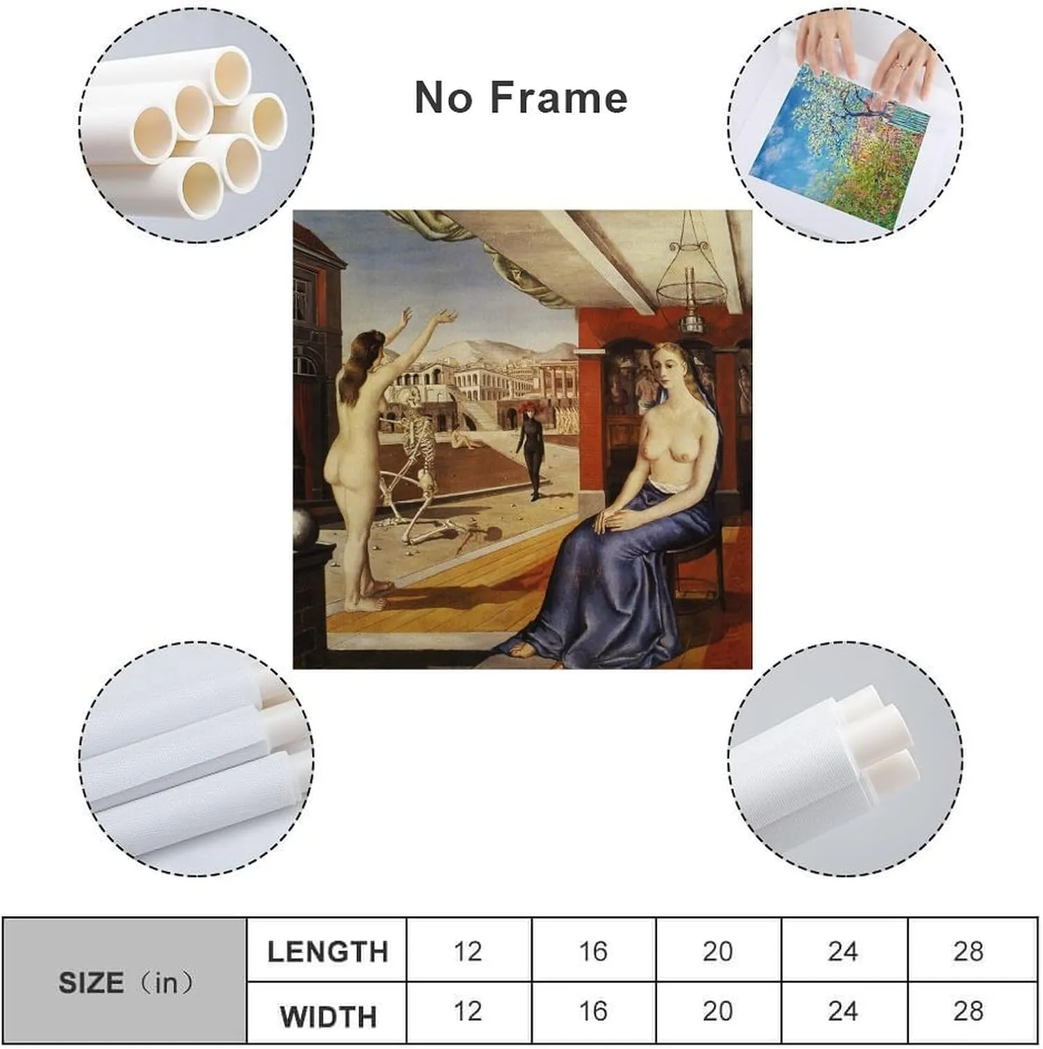 Paul Delvaux Posters Print Call Room Aesthetic Poster Print Art Wall Painting Canvas Posters Gifts Modern Bedroom Decor 16x16inch(40x40cm)