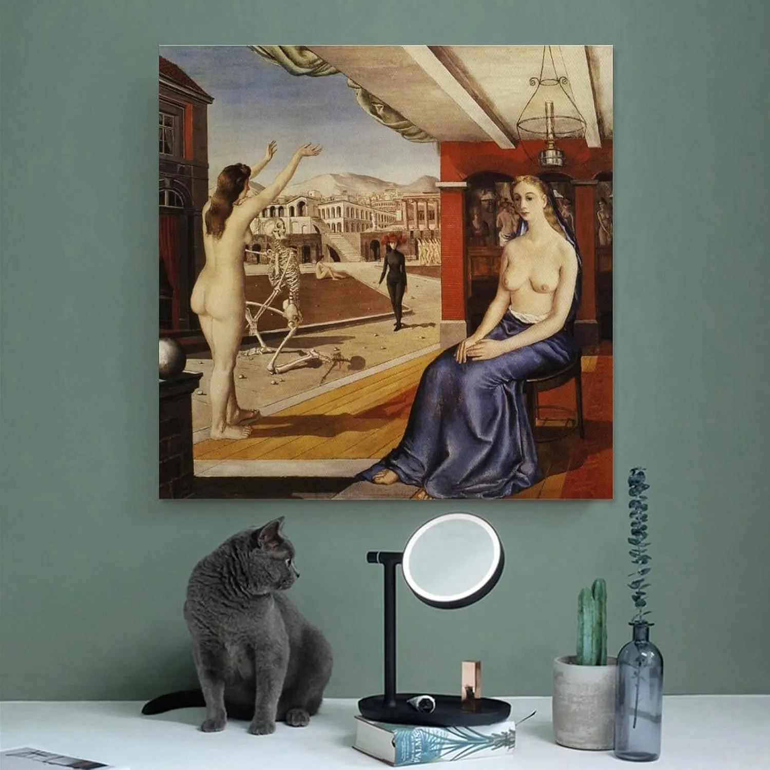 Paul Delvaux Posters Print Call Room Aesthetic Poster Print Art Wall Painting Canvas Posters Gifts Modern Bedroom Decor 16x16inch(40x40cm)