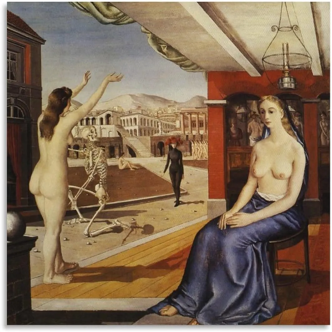 Paul Delvaux Posters Print Call Room Aesthetic Poster Print Art Wall Painting Canvas Posters Gifts Modern Bedroom Decor 16x16inch(40x40cm)