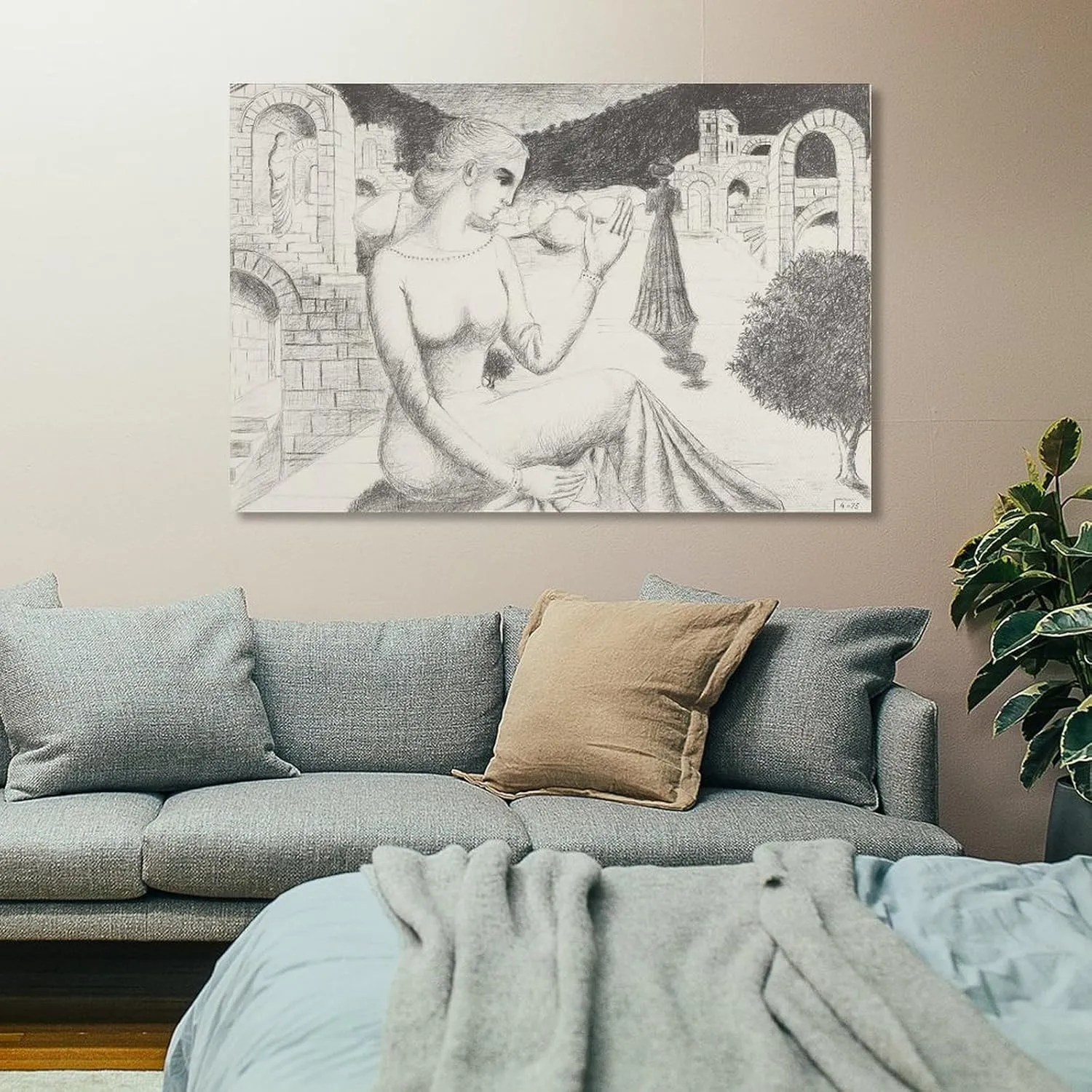 Paul Delvaux Posters Print PAiOLIVE Wall Art Picture Painting Poster Canvas Print Posters Artworks Bedroom Living Room Decor 12x18inch(30x45cm)