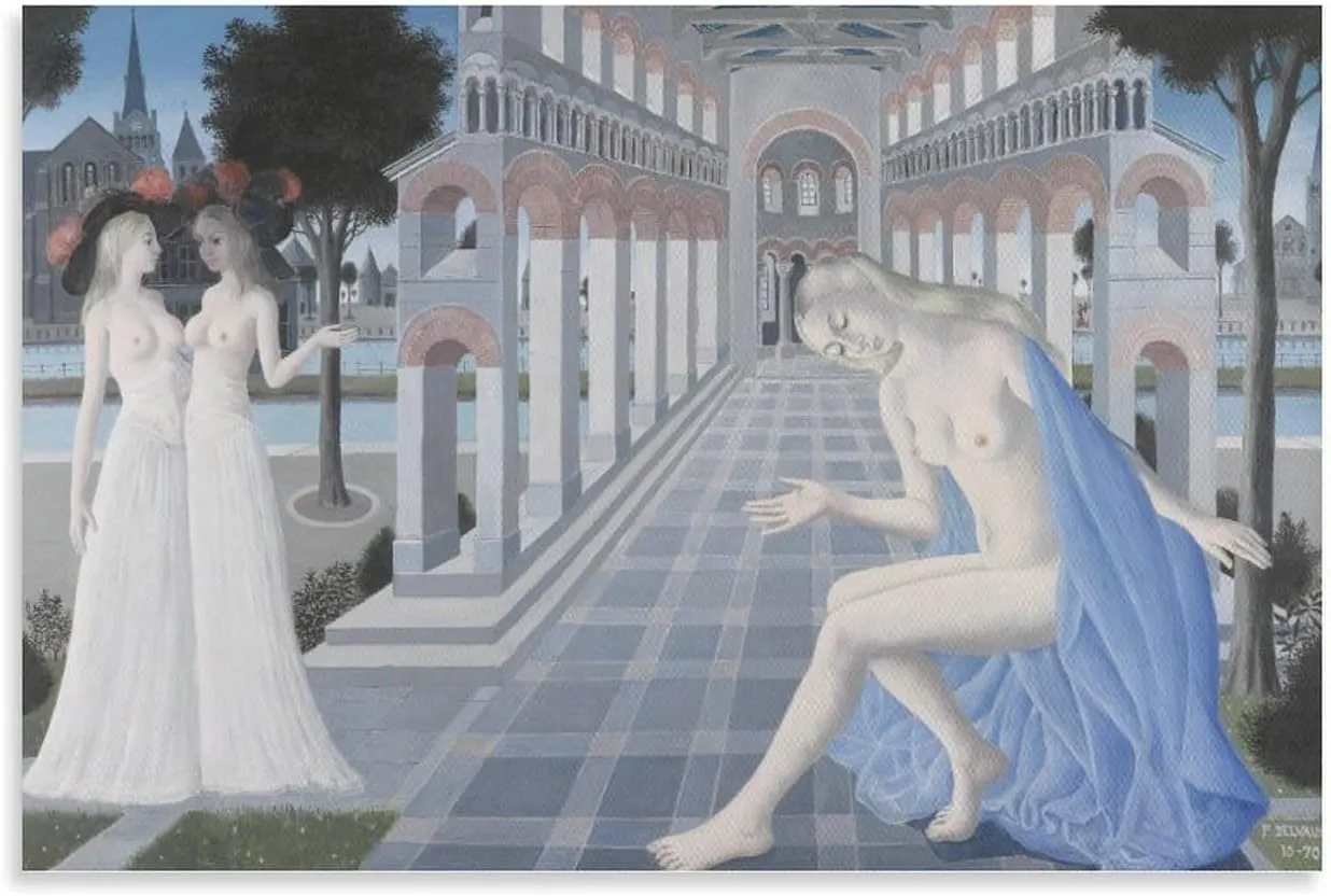 Paul Delvaux Posters Print Serenity Artworks Canvas Poster Room Aesthetic Wall Art Prints Home Modern Decor Gifts Framed-unframed 16x24inch(40x60cm)