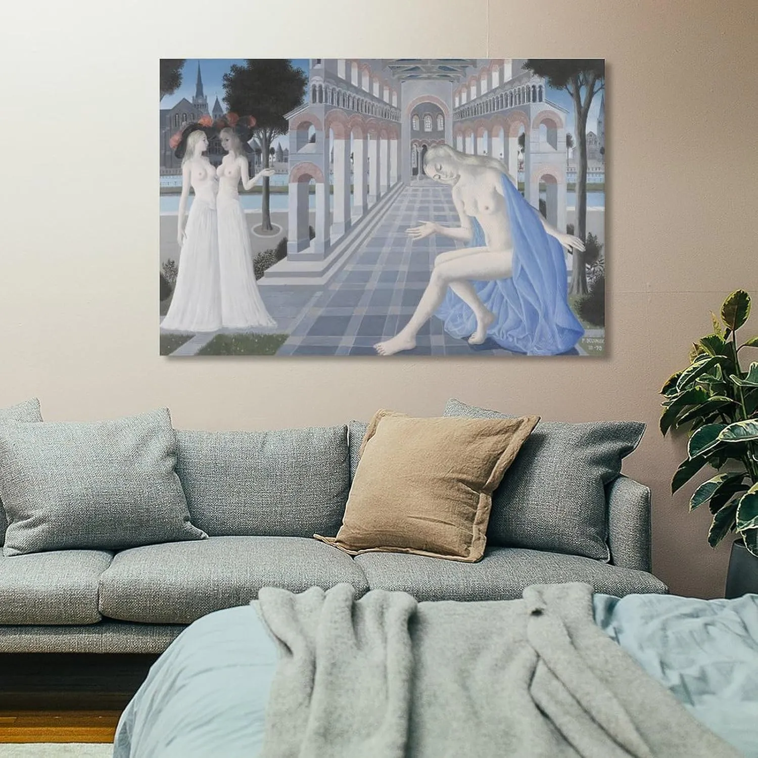 Paul Delvaux Posters Print Serenity Artworks Canvas Poster Room Aesthetic Wall Art Prints Home Modern Decor Gifts Framed-unframed 16x24inch(40x60cm)