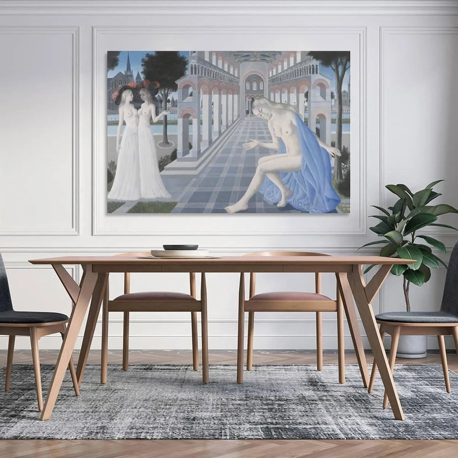 Paul Delvaux Posters Print Serenity Artworks Canvas Poster Room Aesthetic Wall Art Prints Home Modern Decor Gifts Framed-unframed 16x24inch(40x60cm)