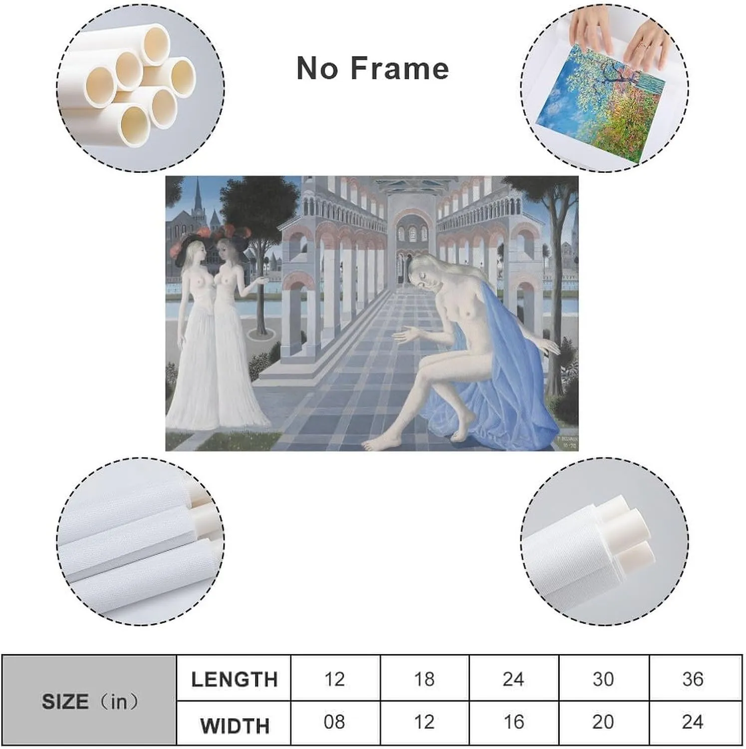 Paul Delvaux Posters Print Serenity Artworks Canvas Poster Room Aesthetic Wall Art Prints Home Modern Decor Gifts Framed-unframed 16x24inch(40x60cm)