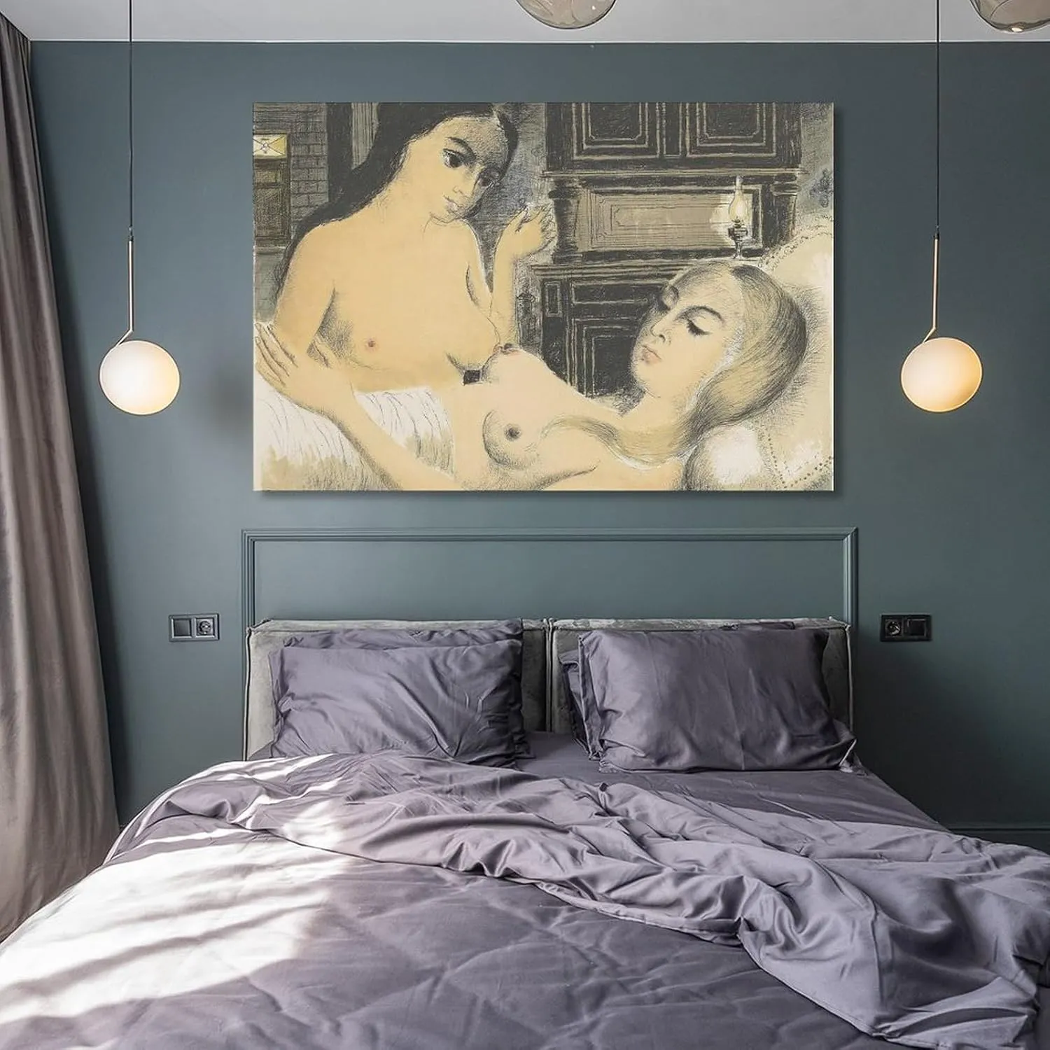 Paul Delvaux Posters Print SLEEP Wall Art Picture Painting Poster Canvas Print Posters Artworks Bedroom Living Room Decor 16x24inch(40x60cm)
