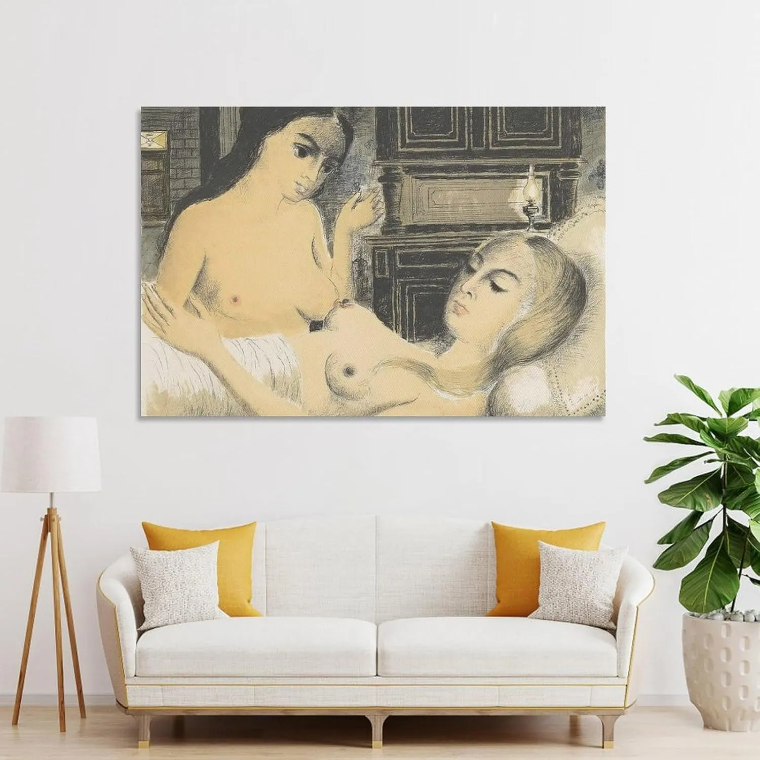 Paul Delvaux Posters Print SLEEP Wall Art Picture Painting Poster Canvas Print Posters Artworks Bedroom Living Room Decor 16x24inch(40x60cm)