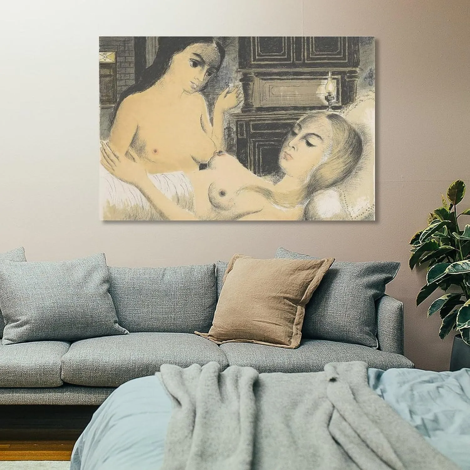 Paul Delvaux Posters Print SLEEP Wall Art Picture Painting Poster Canvas Print Posters Artworks Bedroom Living Room Decor 16x24inch(40x60cm)