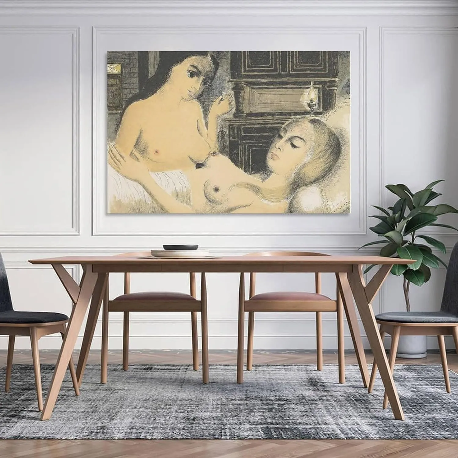 Paul Delvaux Posters Print SLEEP Wall Art Picture Painting Poster Canvas Print Posters Artworks Bedroom Living Room Decor 16x24inch(40x60cm)